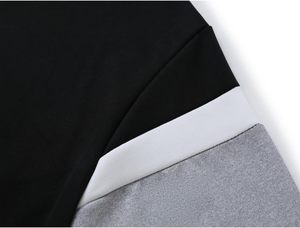 เสื้อฮู้ดดี้บล็อกสีดำและเทาสำหรับผู้ชาย - เสื้อพูลโอเวอร์ลายเรขาคณิตสีขาว - เสื้อสเวตเชิ้ตแฟชั่นลำลองทรงเข้ารูป - Product Image 5