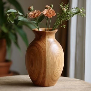 Vase décoratif moderne en bois massif de palissandre, fait main, pour l'agrandissement de la maison et le rangement domestique - Product Image 6