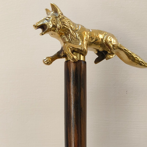 Canne de marche en bois avec poignée décorative en forme de tête de renard, canne de marche en bois pour hommes et femmes, style vintage - Product Image 1