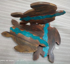 Planche à découper en bois d'acacia de haute qualité planche à découper en résine époxy tortue planche à fromage en gros planche à découper en bois - Product Image 6