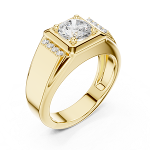 Yellow Gold Plated Diamond <b>Ring</b> Round Brilliant Solitaire Band <b>for</b> <b>Men</b> Wedding Engagement Jewelry - Product Image 4