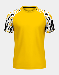 Camiseta de Fútbol Amarilla Personalizada para Hombre, Manga Corta, Cuello Redondo, Estampado de Camuflaje, Absorbe la Humedad, Ajuste Atlético, Ropa para Todas las Temporadas - Product Image 1