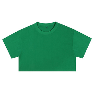T-shirt court pour femme en coton écologique, coupe ajustée, col rond, manches courtes, style streetwear, prix usine Chine, vente en gros - Product Image 4