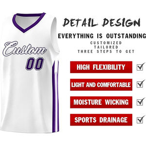 Ensemble de maillots et shorts de basket-ball personnalisés, 100% polyester, logo personnalisé, nom, numéro, plaque, impression par sublimation 3D - Product Image 3