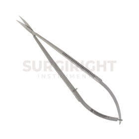 Micro-ciseaux Castroviejo à manche plat, courbés/droits, longueur 18 cm/7 po, tranchants, en acier inoxydable, pour usage ophtalmique - Product Image 2