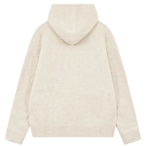 Sweat à capuche zippé en tricot beige avec emblème – Confortable et élégant pour hommes et femmes, idéal pour les tenues décontractées et quotidiennes - Product Image 2