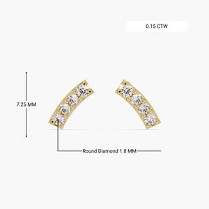 Pendientes de barra de oro de 14K con diamantes cultivados en laboratorio, engaste pavé de 8 piedras, 0.15ctw, certificado IGI, joyería minimalista para boda, regalo para - Product Image 1