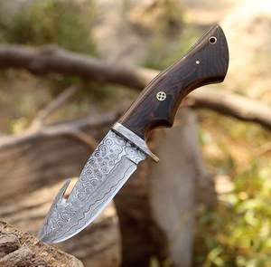 Couteau à lame pointue en acier Damas artisanal avec manche en bois pour la chasse, lame en acier Damas, couteaux affûtés. - Product Image 2