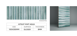 กระเบื้องบุผนังเซรามิกเคลือบเงาคุณภาพพรีเมียม KITKAT MINT AQUA |   การออกแบบลายเส้นเชิงเส้นที่ทันสมัย |   100×300มม. |   ของตกแต่งห้องครัวและห้องน้ำ - Product Image 6