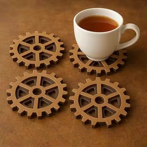 wheel shape wooden coaster <b>set</b> <b>rustic</b> round wheel design coaster for tea coffee <b>table</b> decor home kitchen office use gifting idea - Product Image 5
