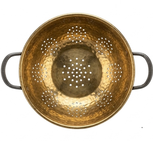 Utensilios y Accesorios de Cocina: Colador de Cobre Martillado con Asas de Hierro y Soporte, Tazón Colador - Product Image 2