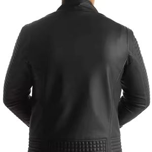URBANGAZER Men's 100% Polyester Thick Leather Jacket Stand Collar <b>Covered</b> <b>Button</b> Patchwork Design Windproof Breathable High - Product Image 4