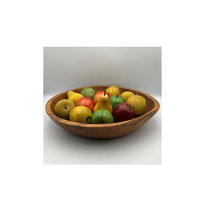 Cuencos grandes de madera para frutas, cuenco para mezclar, juego de cuencos de madera de acacia para ensalada con servidores, de forma redonda y color oscuro personalizado.