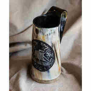 Authentique Corne de Buffle Vintage pour Boire, Tasse à Bière Faite à la Main de Style Viking avec Bord Doré – Offre de Gros - Product Image 5