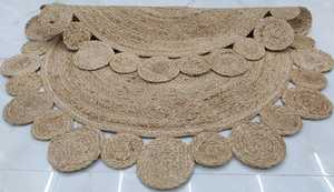 Alfombra Redonda de Yute Tejida a Mano con Diseño de Conchas Estilo Boho, Fibra Natural, Decoración Rústica para el Hogar - Product Image 4