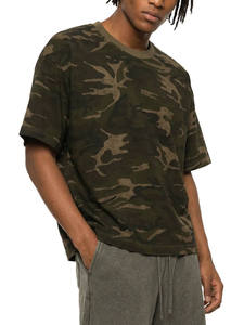 T-shirt en coton mélangé camouflage avec logo personnalisé, col rond décontracté, streetwear, tactique, entraînement en plein air, séchage rapide, OEM ODM, mode été - Product Image 5