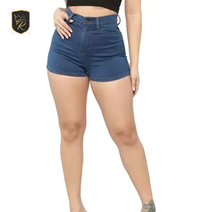Shorts de Mezclilla para Mujer, Casuales, Elegantes, Transpirables, Ecológicos, Impermeables, Talla Grande, Cintura Alta, Vintage, con Botones, Lavado de Color, Premium - Product Image 1