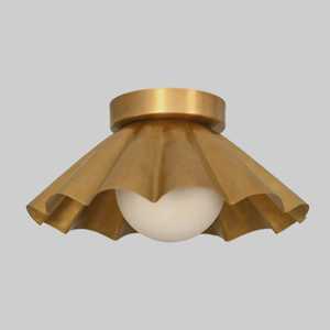 Applique murale en laiton avec abat-jour ondulé amovible, luminaire moderne encastré pour intérieur, décoration de salon, retraite, Diwali - Product Image 1