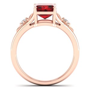 Anillos Solitarios de Moissanita en Oro Rosa de 10K, 14K y 18K, Corte Esmeralda de 2.5 Ct, con Granate, Joyería de Moda, Regalos, Precio de Fábrica REYES - Product Image 4