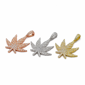 Colgantes de Hoja con Incrustaciones de Moissanita, Chapados en Oro de 18K, Corte Brillante, Certificado GRA, Joyería Hip Hop - Product Image 4