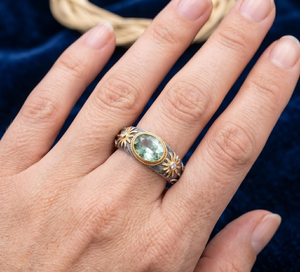 Anillos Victorianos para Mujer, Hechos a Mano, Plata de Ley 925, Oro Amarillo de 18K, Amatista Verde Natural - Certificados, Diseño Floral, para Fiesta - Product Image 6