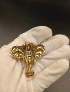 brooch in elephant design with American Diamond in 925 silver material for wedding traditional jewelry royal brooch for gift - Product Image 5