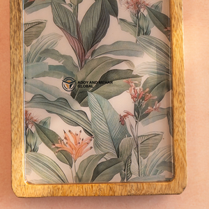 Bandeja de Almacenamiento de Lujo de Madera de Mango y Resina Epoxi con Estampado Botánico Tropical, Plato Decorativo para Mesa de Centro y Regalo de Decoración del Hogar - Product Image 5