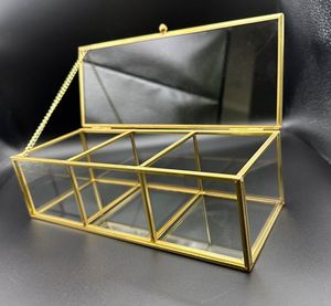 Customized Glass Partition Storage Box With Metal Frame For Jewelry Organizers And Decorative Use - Product Image 1