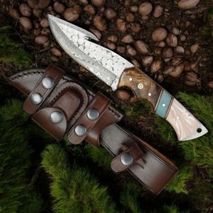 Cuchillos de Caza y Camping Premium con Hoja de Acero Estampado, Mango de Madera Remachado y Funda Protectora de Cuero Marrón para Uso en Exteriores - Product Image 6