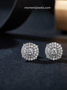 Boucles d'oreilles en argent sterling S925 avec moissanite taille brillant rond, hypoallergéniques, pour le bureau, 8g - Product Image 1