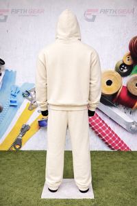 ชุดวอร์มฮู้ดดี้สีเทาแบบขายส่ง ไม่มีลาย พร้อมสกรีนโลโก้ เสื้อฮู้ดดี้แบบสวมหัวและกางเกงขายาว ชุดเซ็ตผ้าฝ้ายฟลีซ 350 GSM ผู้ผลิตชุดกีฬา - Product Image 6