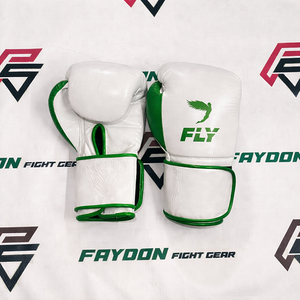 Guantes de Boxeo Personalizados de Alta Calidad en Color Blanco y Gris, de Piel de Vacuno, con Correa Ajustable, Venta al Por Mayor - Product Image 2