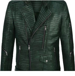 Veste en cuir pour homme, veste de motard en cuir, veste en cuir de crocodile, veste texturée en crocodile faite à la main, veste décontractée - Product Image 5