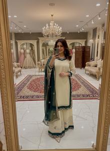 Nouvel ensemble de costume palazzo de créateur avec dupatta en fausse georgette lourde, idéal pour les mariages festifs et la saison de Diwali - Product Image 3