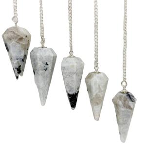 Superventas, venta al por mayor, péndulos de piedra lunar arcoíris de cristal, piedra preciosa tallada Feng Shui para decoración del hogar, Reiki metafísico - Product Image 1