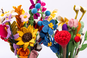 Tiges florales en feutre colorées, bouquet de fleurs artificielles, feuillage artisanal pour la décoration de la maison, bricolage, fête de mariage - Product Image 4