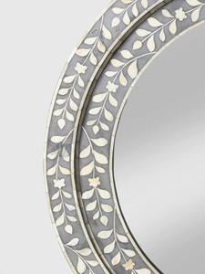 Decorative Wall <b>Mirror</b> for Home Decoration by GIFTY CRAFT Handmade Bone Inlay Luxury Modern Gray <b>White</b> Floral Frame - Product Image 4