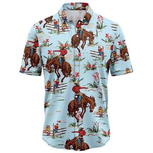 เสื้อเชิ้ตฮาวายพิมพ์ลายดิจิทัลสำหรับผู้ชาย กำลังเป็นที่นิยม ผลิตจากผ้าฝ้ายผสมโพลีเอสเตอร์ เสื้อเชิ้ตฤดูร้อนลำลองติดกระดุม ผู้ผลิตขายส่ง - Product Image 3
