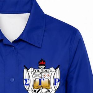 Sigma Gamma Rho <b>White</b> Line <b>Jacket</b> Vertical Letter Design Personalized SGRho Greek Sorority Crest Custom Full Zip College Apparel - Product Image 5