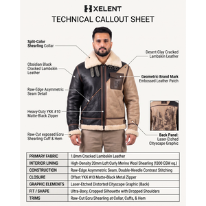 Custom Adults Men's Asymmetric <b>Shearling</b> B-3 <b>Jacket</b> Genuine Lambskin Leather Boxy Bomber Winter Thermal Windproof Eco-friendly - Product Image 5