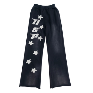 Pantalones Deportivos Rectos para Hombre, Estilo Moderno, con Bordado Desgastado, Venta al Por Mayor |   Pantalones Casuales Ligeros Anti-Pilling 100% Poliéster | - Product Image 4