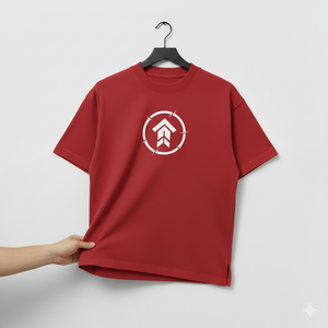 เสื้อยืดโอเวอร์ไซส์สีแดง หนัก 150 กรัม สำหรับผู้ชาย สไตล์สตรีทแวร์ พิมพ์ลายกราฟิก ไหล่ตก ทรงเข้ารูป ผ้าฝ้าย 100% สกรีนลายด้านหน้าได้ - Product Image 4
