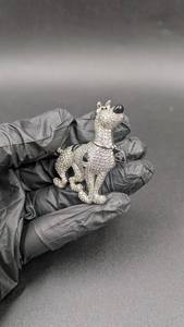 Colgante de Perro de Dibujos Animados con Incrustaciones de Moissanita Redonda, Estilo Hip Hop, para Amantes de los Animales, Ideal para Regalo o Fiesta, Plata 925, Joyería Fina, Colgantes y Dijes - Product Image 5