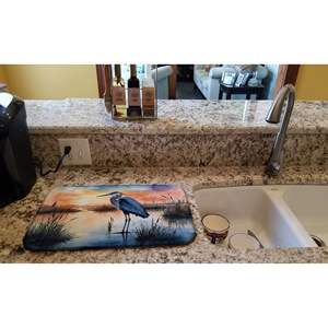 Blue Heron Setting Sun Dish <b>Drying</b> <b>Mat</b> Pad 14 X 21" Multicolor Absorbent Countertop Dish Drainer <b>Kitchen</b> Counter <b>Mats</b> & Pads - Product Image 2
