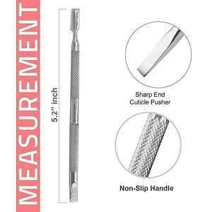 Empujador de Cutículas de Acero Inoxidable de Estilo Único, Venta Directa, Nueva Edición, Mango Antideslizante, Doble Punta Afilada, para Limpieza de Uñas - Product Image 5