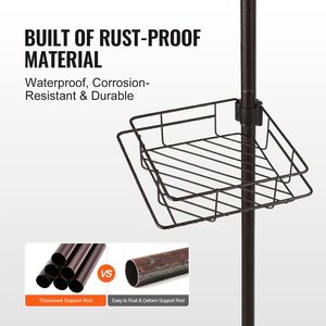 Robusto Portaoggetti Angolare per Doccia in Acciaio 42-114 Pollici, Asta Telescopica Multifunzionale con Vassoio Antiruggine - Product Image 5