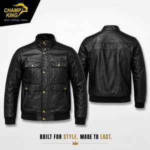 เสื้อแจ็คเก็ตหนังแกะ Champ King พร้อมซับในผ้าซาติน ปิดด้วยกระดุม - Product Image 1
