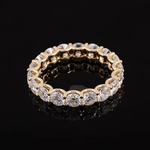 Anillo de Eternidad con Moissanita de Corte Redondo, Anillo de Diamantes de Eternidad Completa en Oro, Anillo de Boda para Mujer, Apilable - Product Image 4