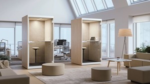 Acoustic Pod w/PET Felt Back Wall, Power Socket w/AC & USB, Right Hand Door Open - Product Image 2