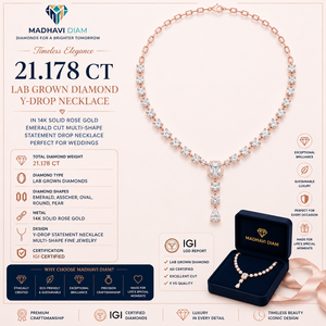 Collier en or rose avec diamant de laboratoire taille émeraude Glamour Edition 21.178 CT |   Bijoux de mariée fantaisie à formes multiples - Product Image 1